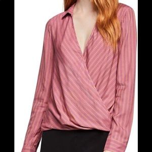 BCBGeneration  faux wrap multi color blouse